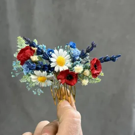 Meadow folk flower hair comb