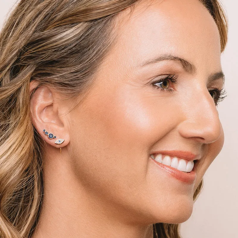 Melrose CZ Pavé Evil Eye Threader Hoop Earrings