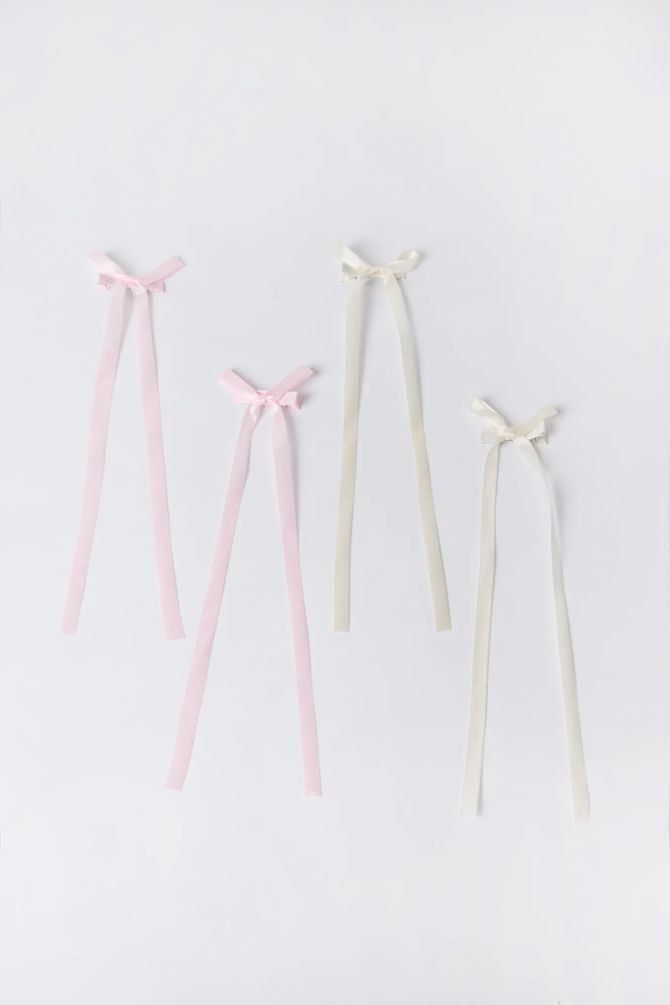 Mini Long Hair Satin Bow Clips 2-Pack