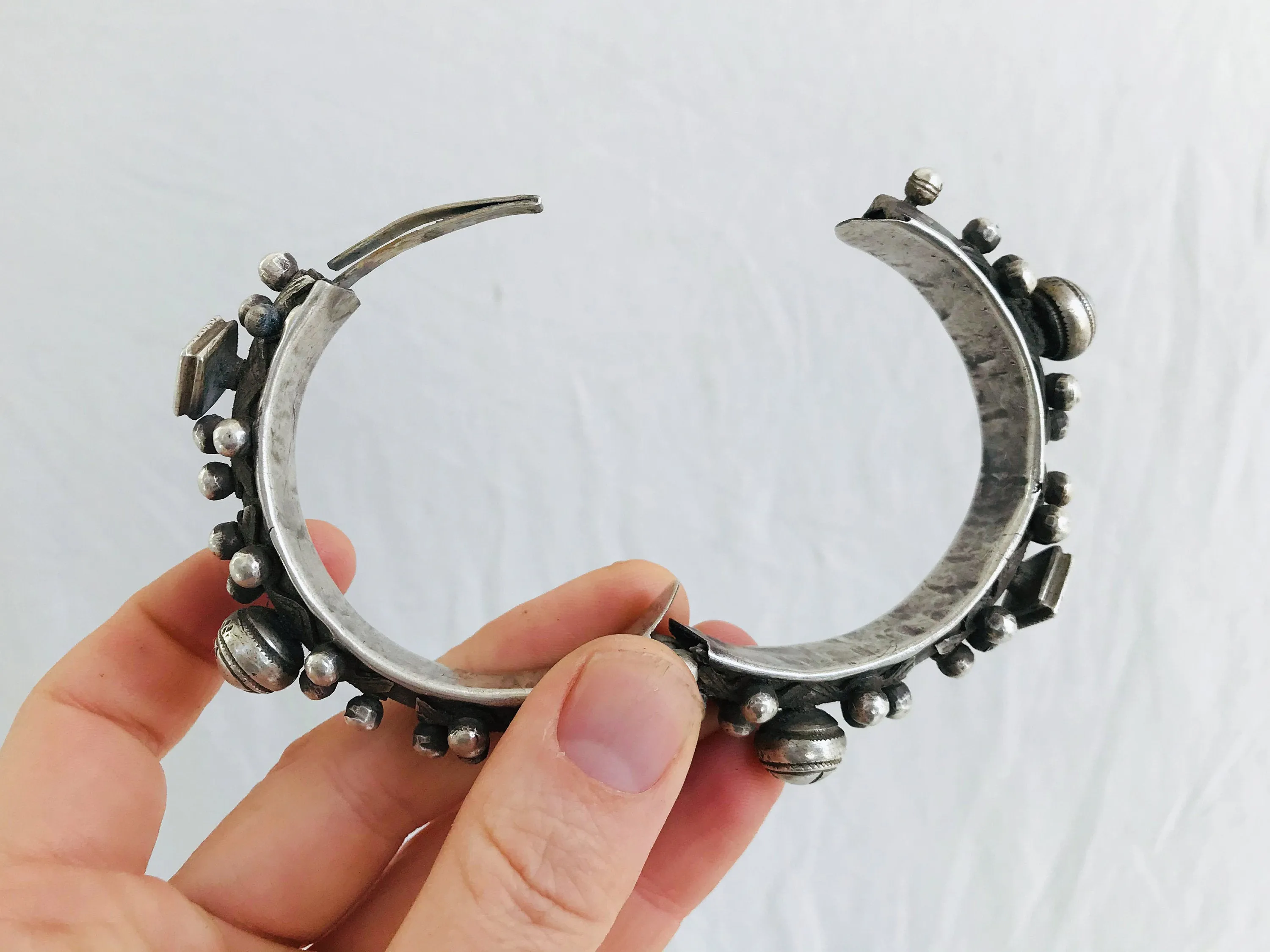 Pair Antique Silver Berber Bangles. Exquisite! Sterling