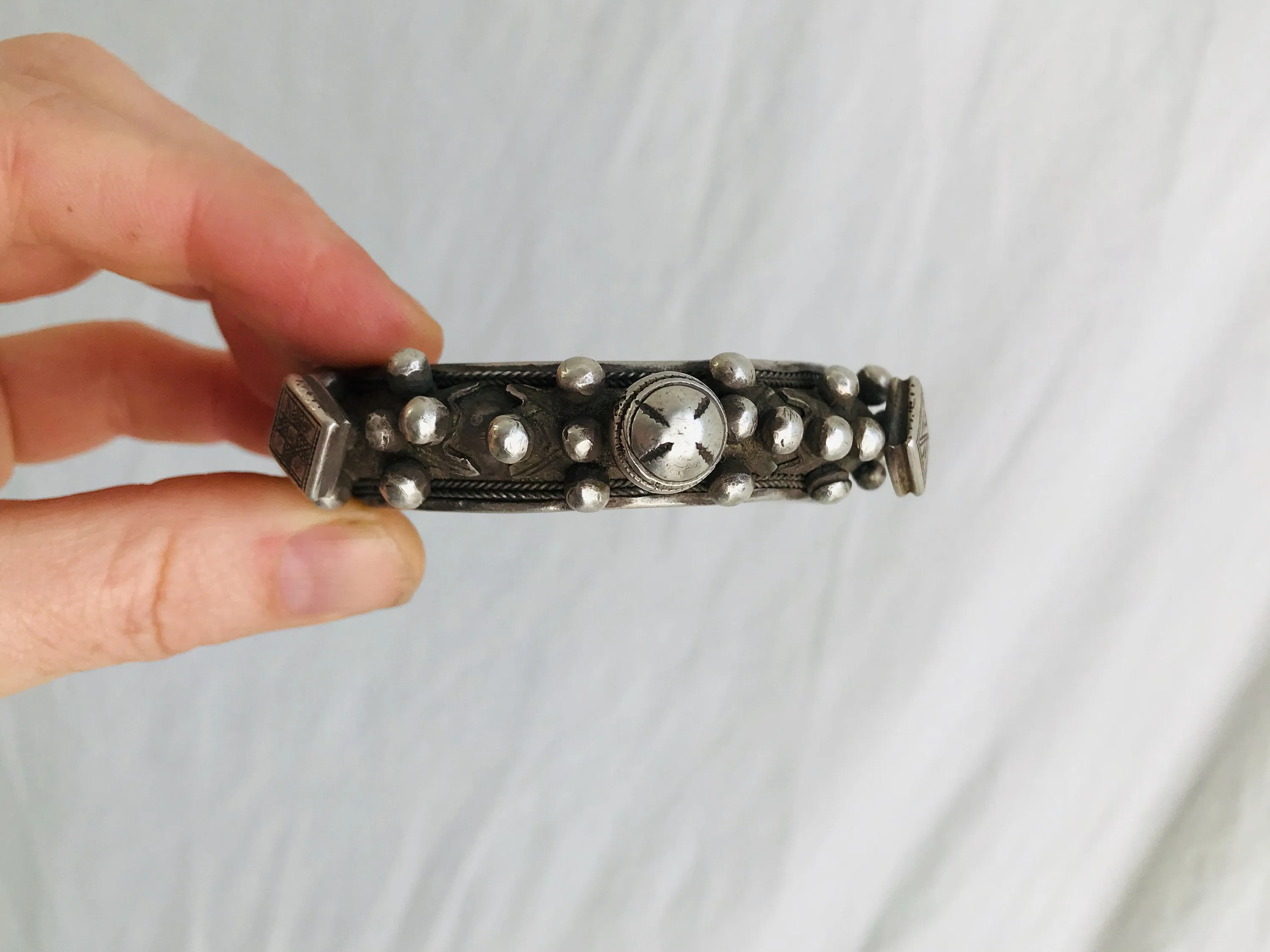 Pair Antique Silver Berber Bangles. Exquisite! Sterling