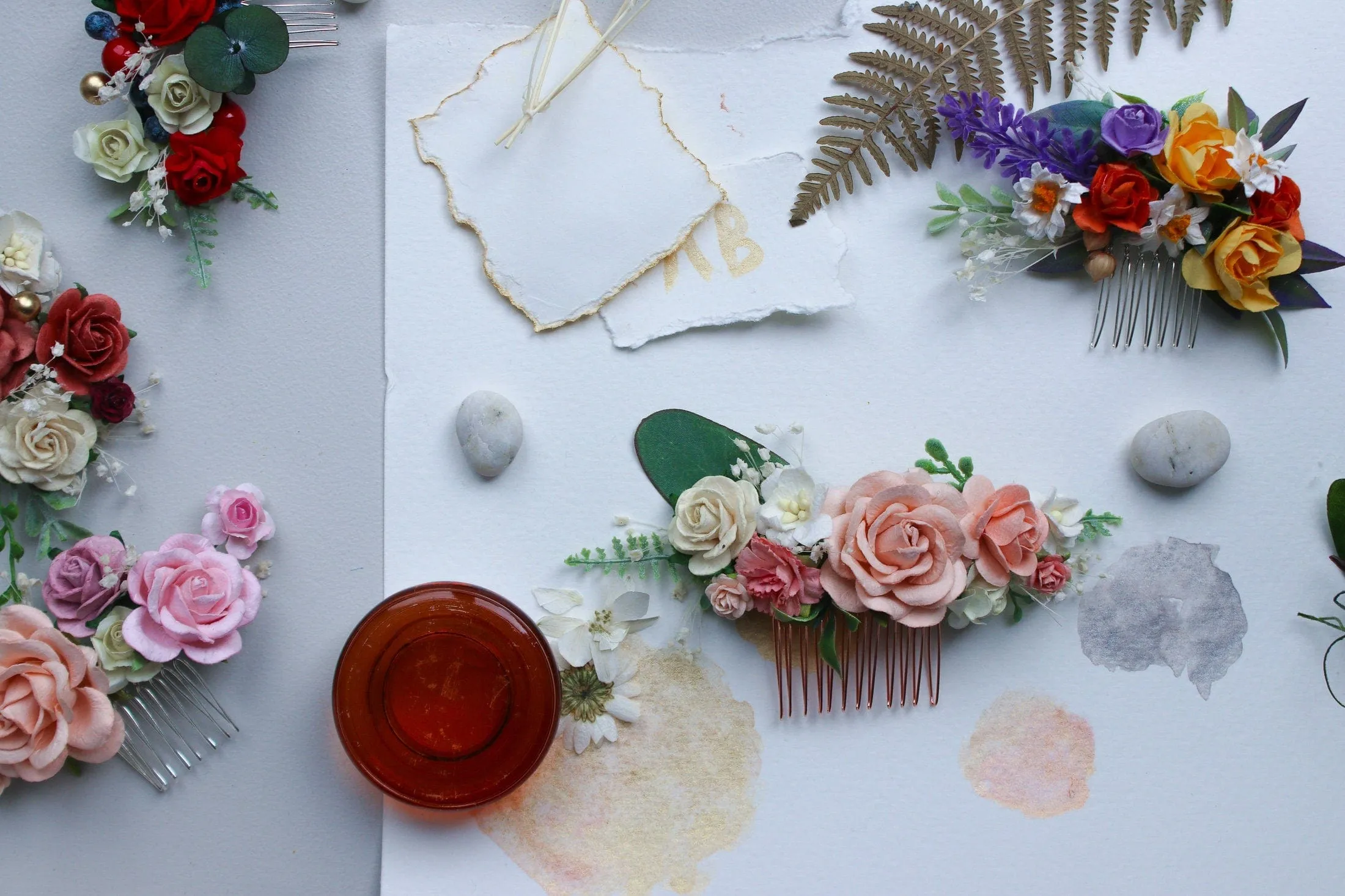 Peach hair comb, Peach Mulberry Paper Rose Wedding Comb, Rose Gold Bridal Hair Comb, wedding accessories, hair accessories