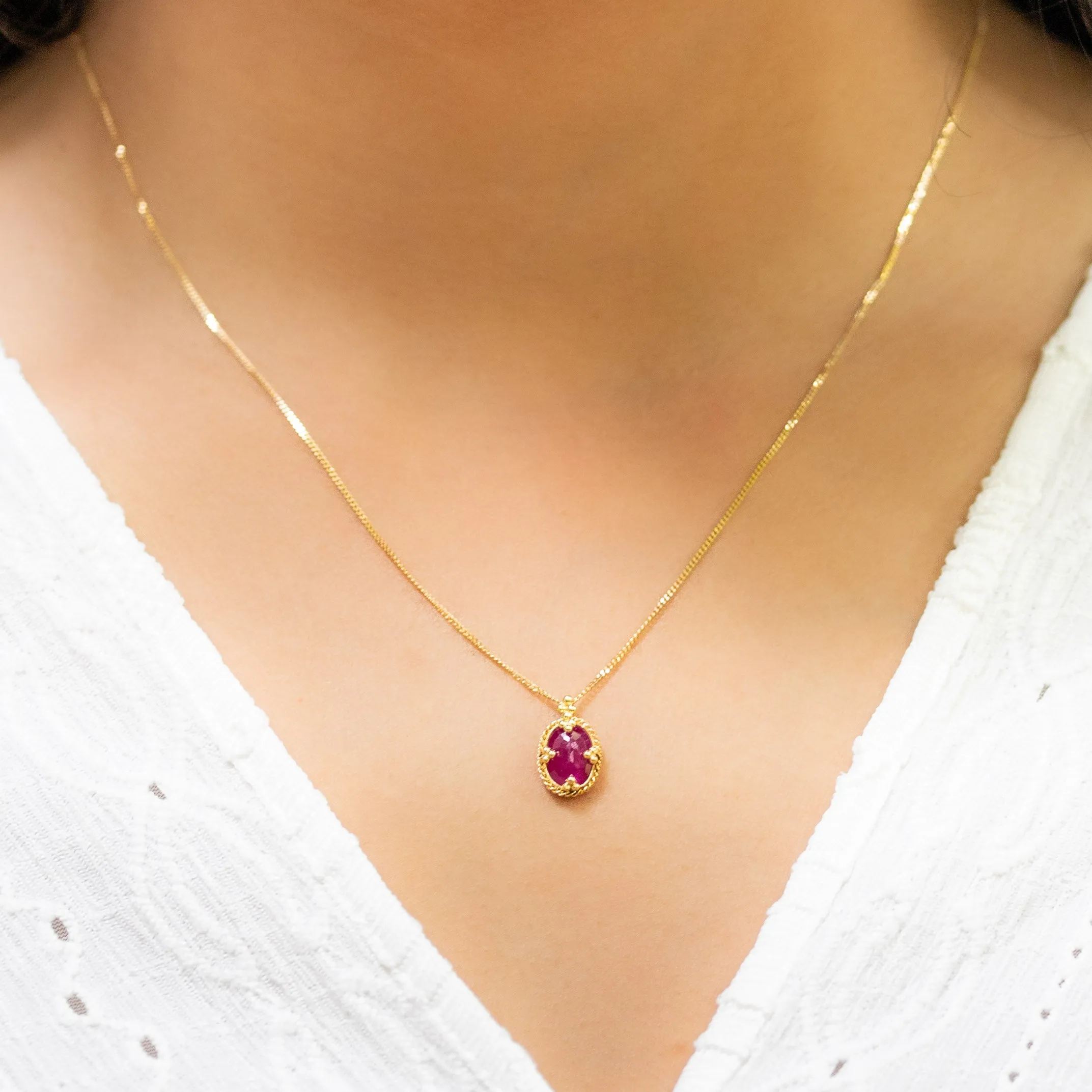 Petite Oval Ruby Necklace