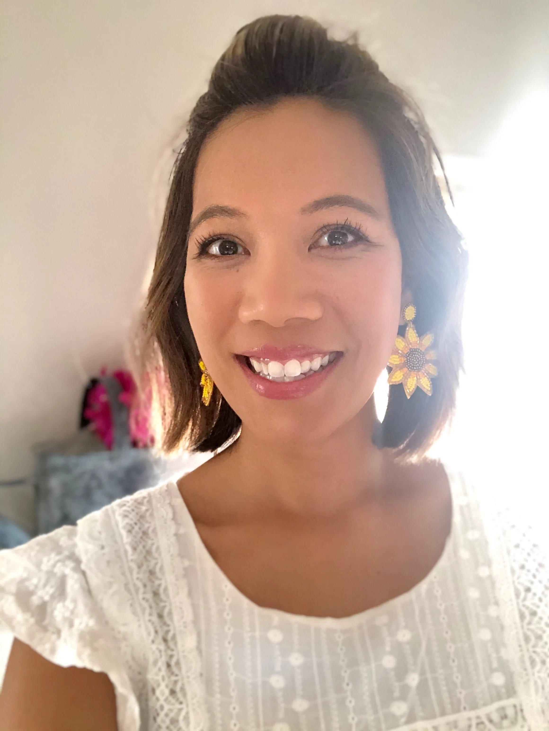 Pure Sunshine Sunflower Beaded Drop Earrings