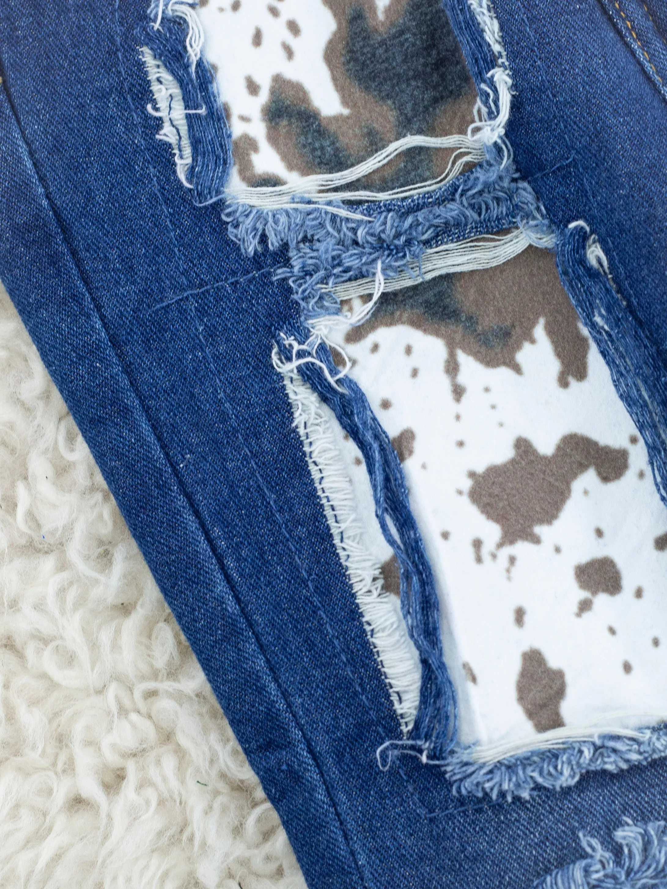 "LOVE" Cow Print Denim Outfit