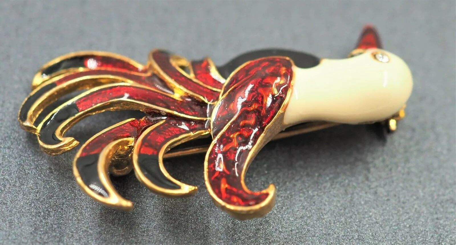 Retro Rhinestone & Enamel Bird Brooch - c.1960s