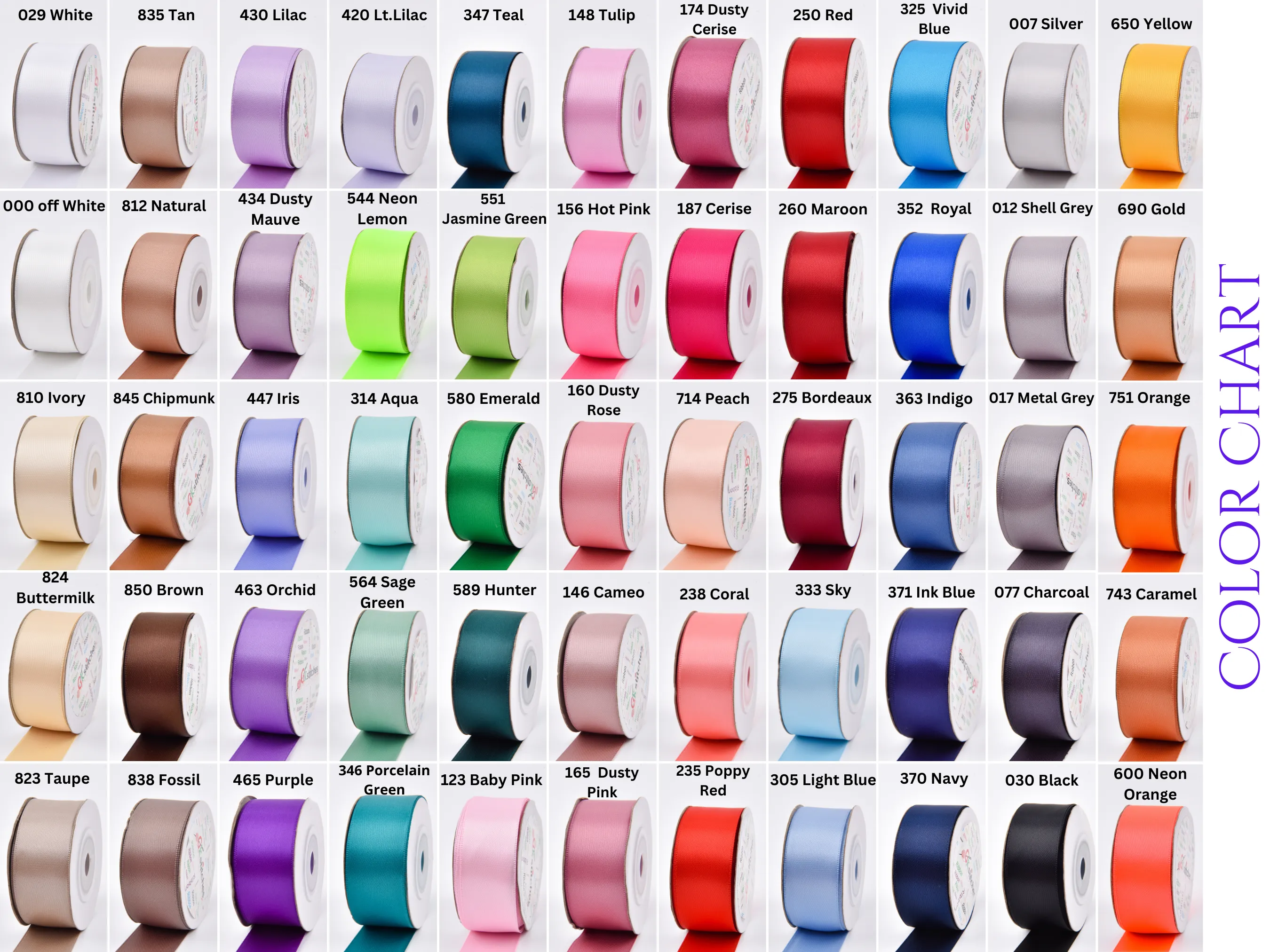 Satin ribbon Collection 25 mm wide