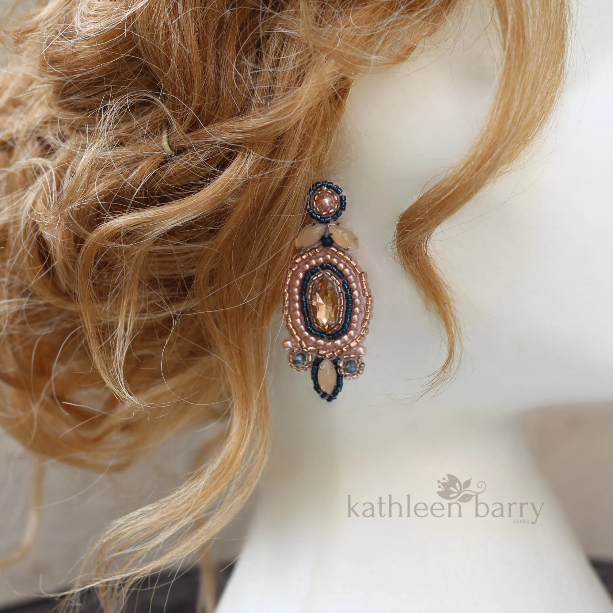 Shelby earrings - Rhinestone silver and beaded embroidery - color options available