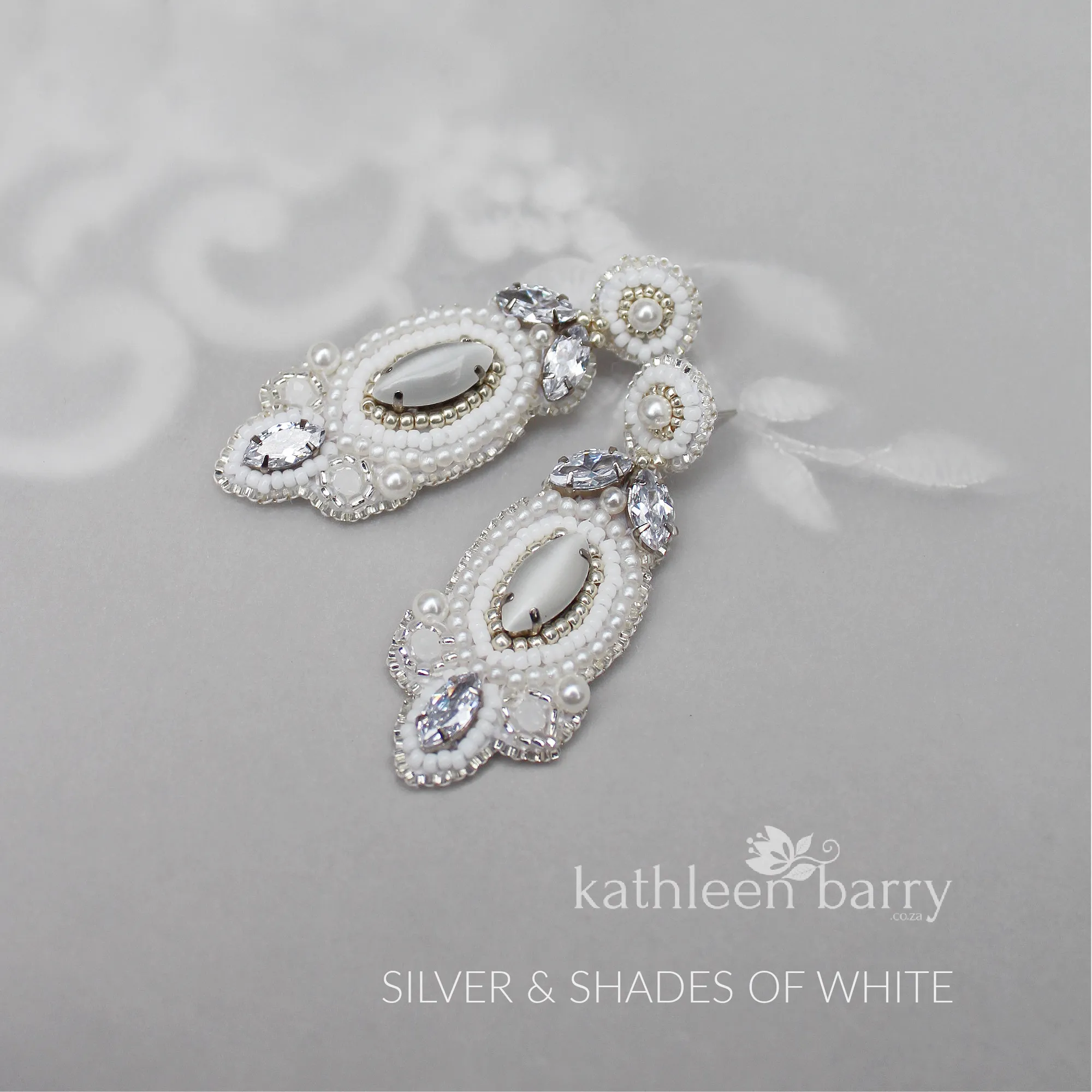 Shelby earrings - Rhinestone silver and beaded embroidery - color options available