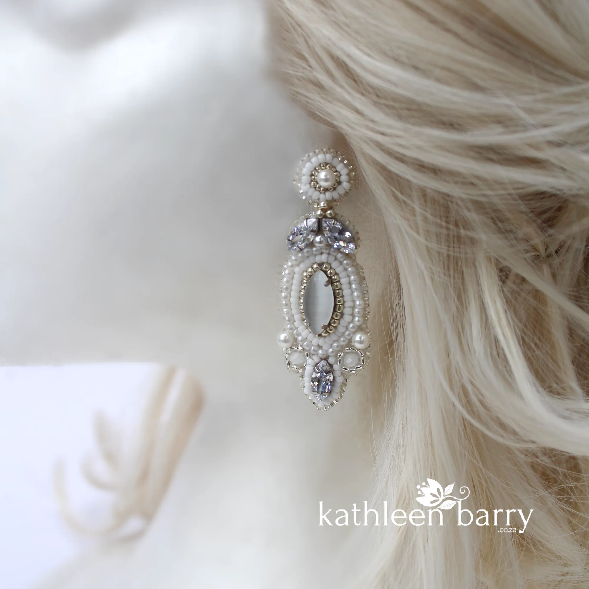 Shelby earrings - Rhinestone silver and beaded embroidery - color options available