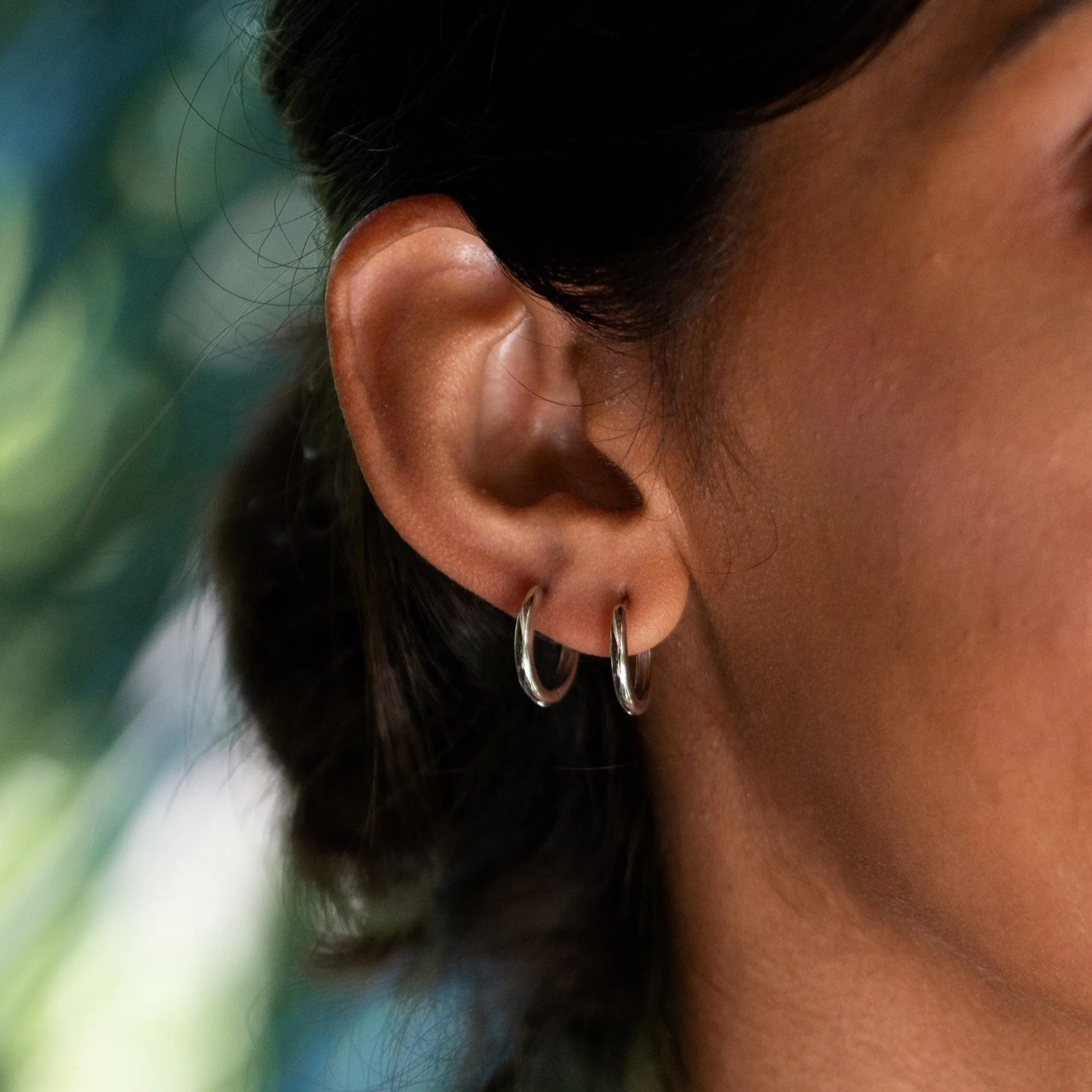 Silver Large Huggie Hoop Earrings