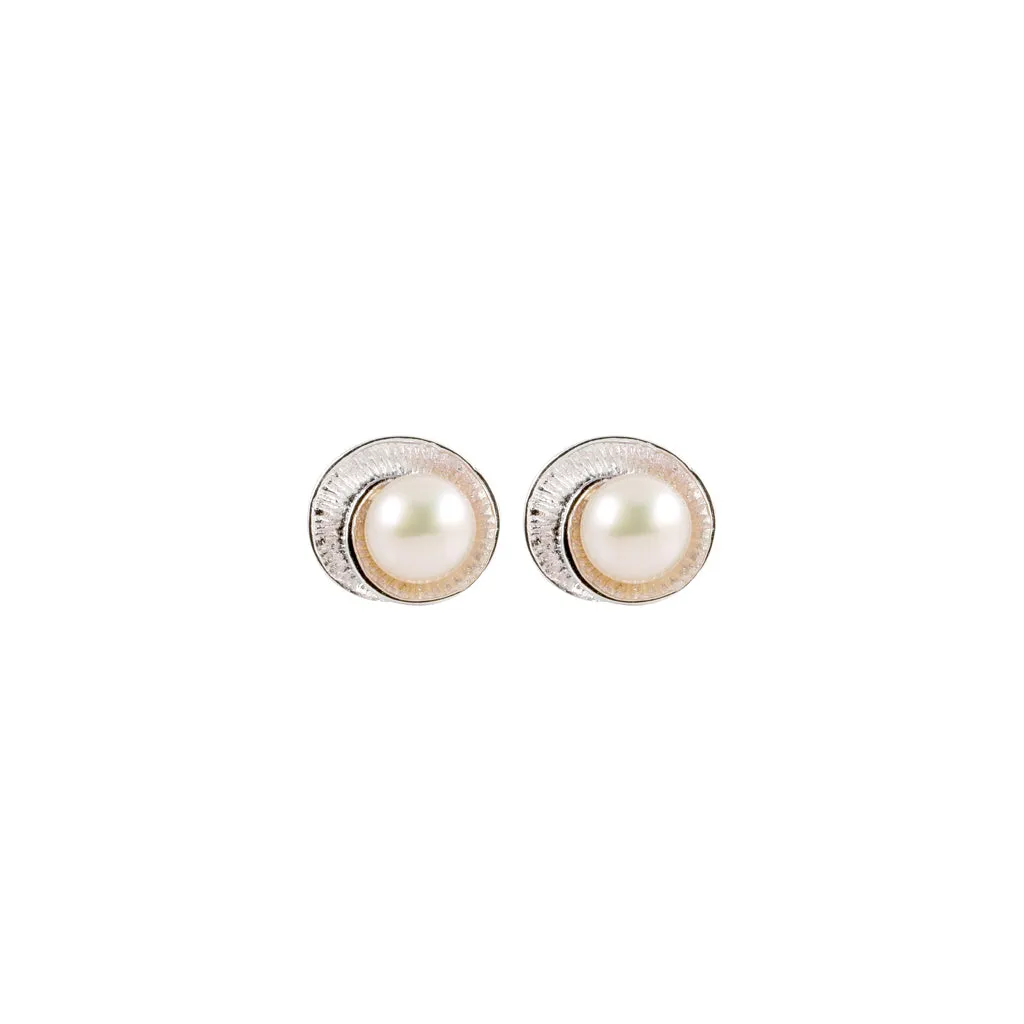Silver Pearl Stud Earrings