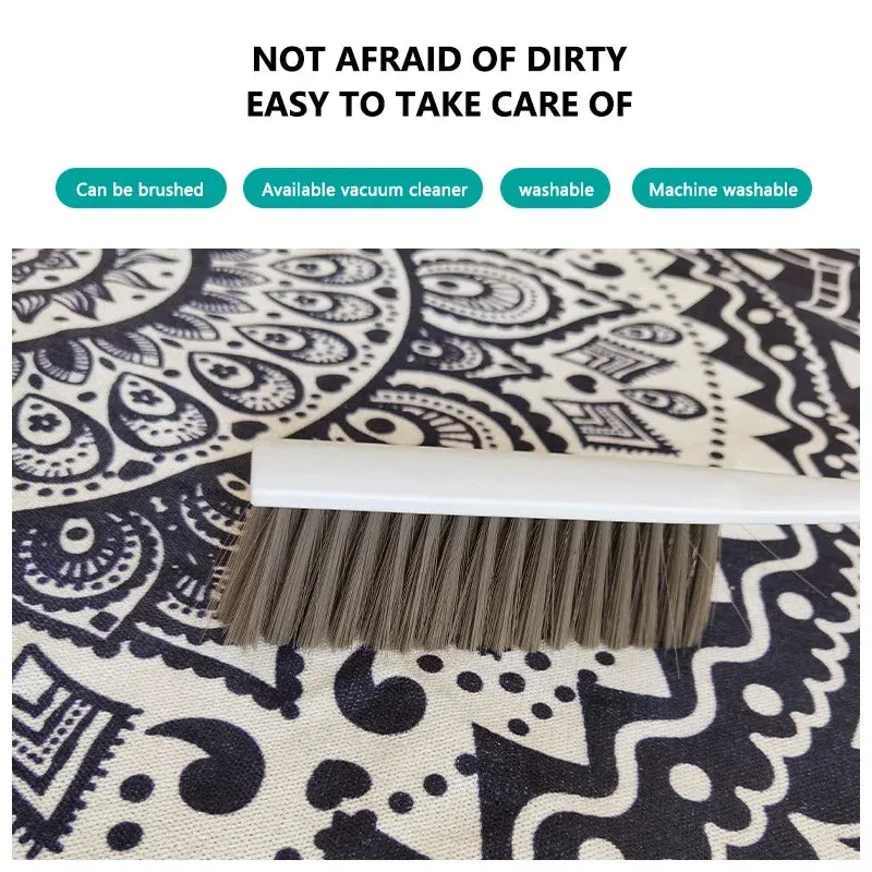 SINOTAO  -  Hand Woven Cotton Linen Carpet Retro Bohemian Round Bedside Geometric Floor Mat Living Room Home Decor Boho Mandala Tassel Rug