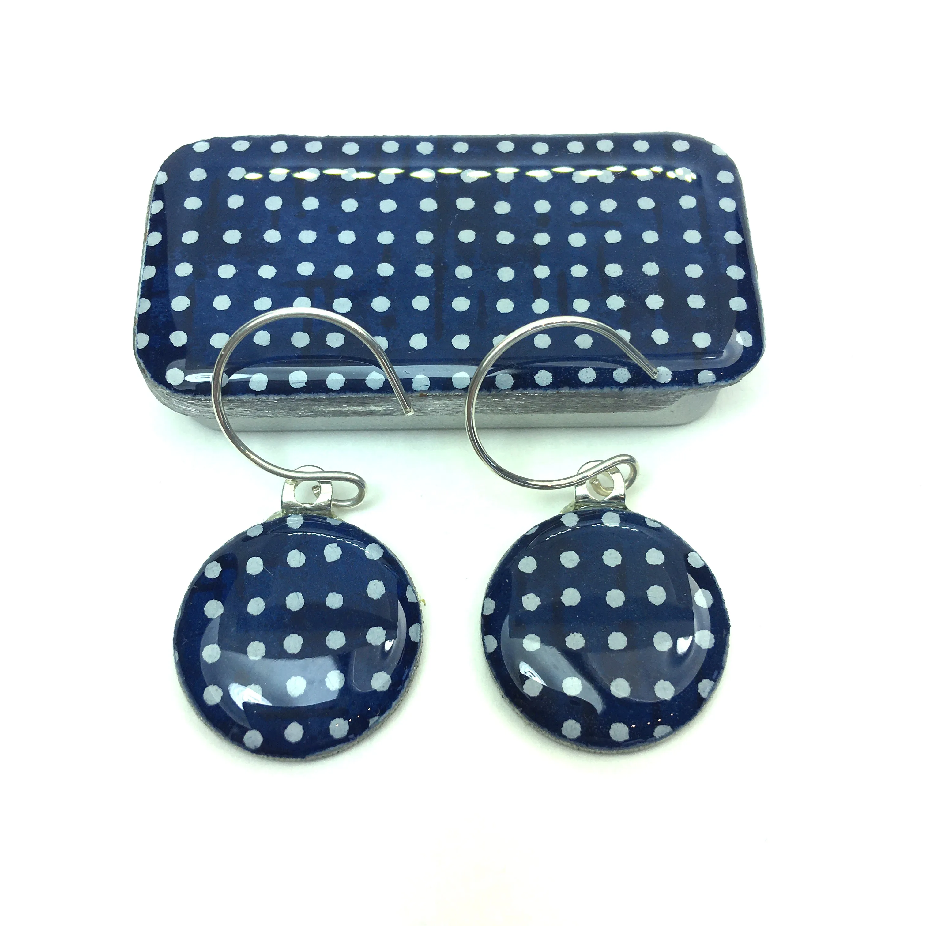 Sixpence Earrings and Teeny Tiny Tin Sea Glass Indigo