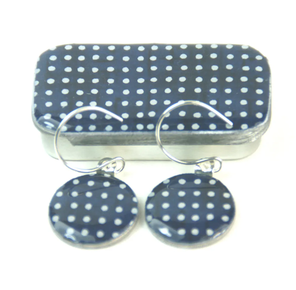 Sixpence Earrings and Teeny Tiny Tin Sea Glass Indigo
