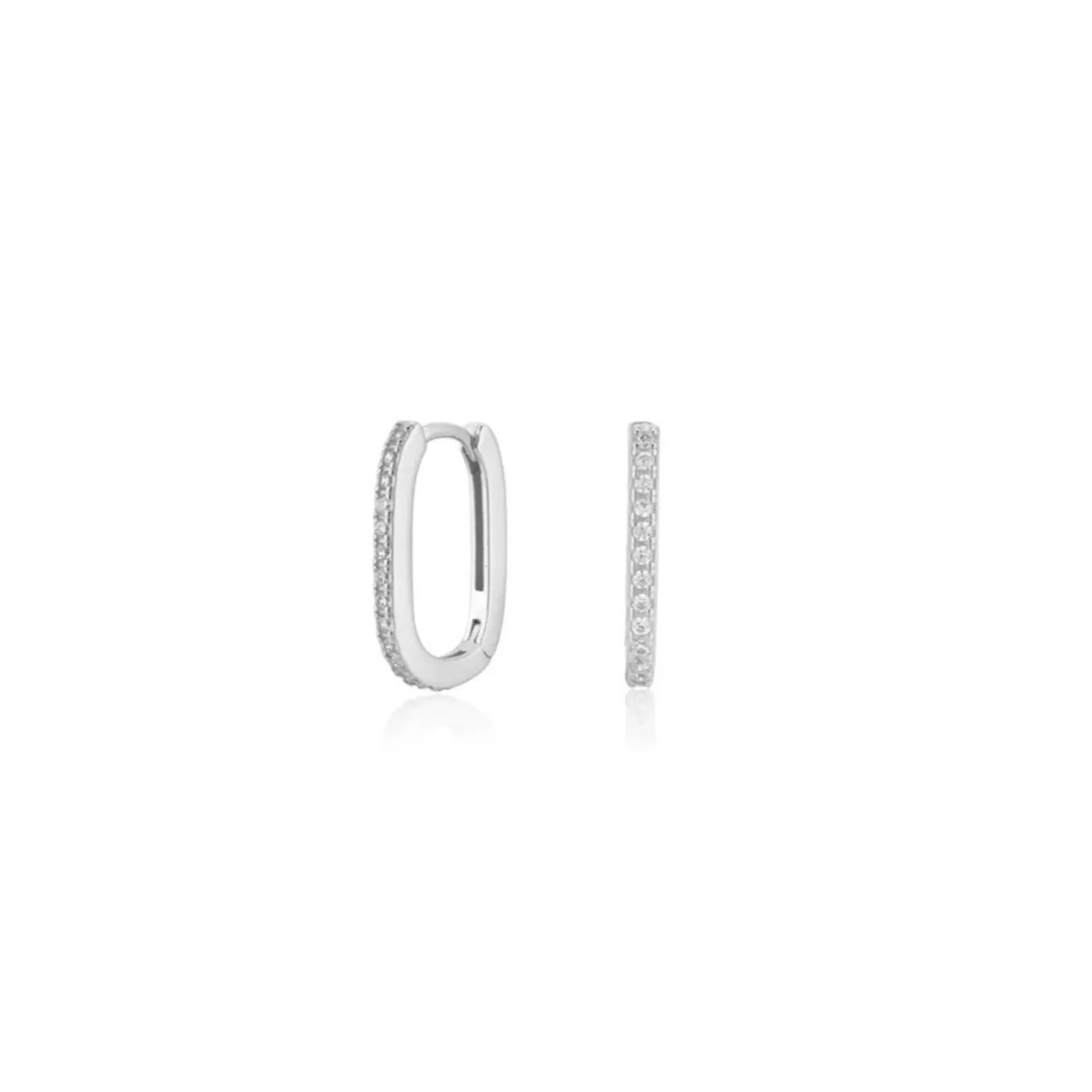 Small Pave Oval Hoops