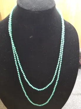 Stunning 4mm Glass Bead Threaded Long Necklace