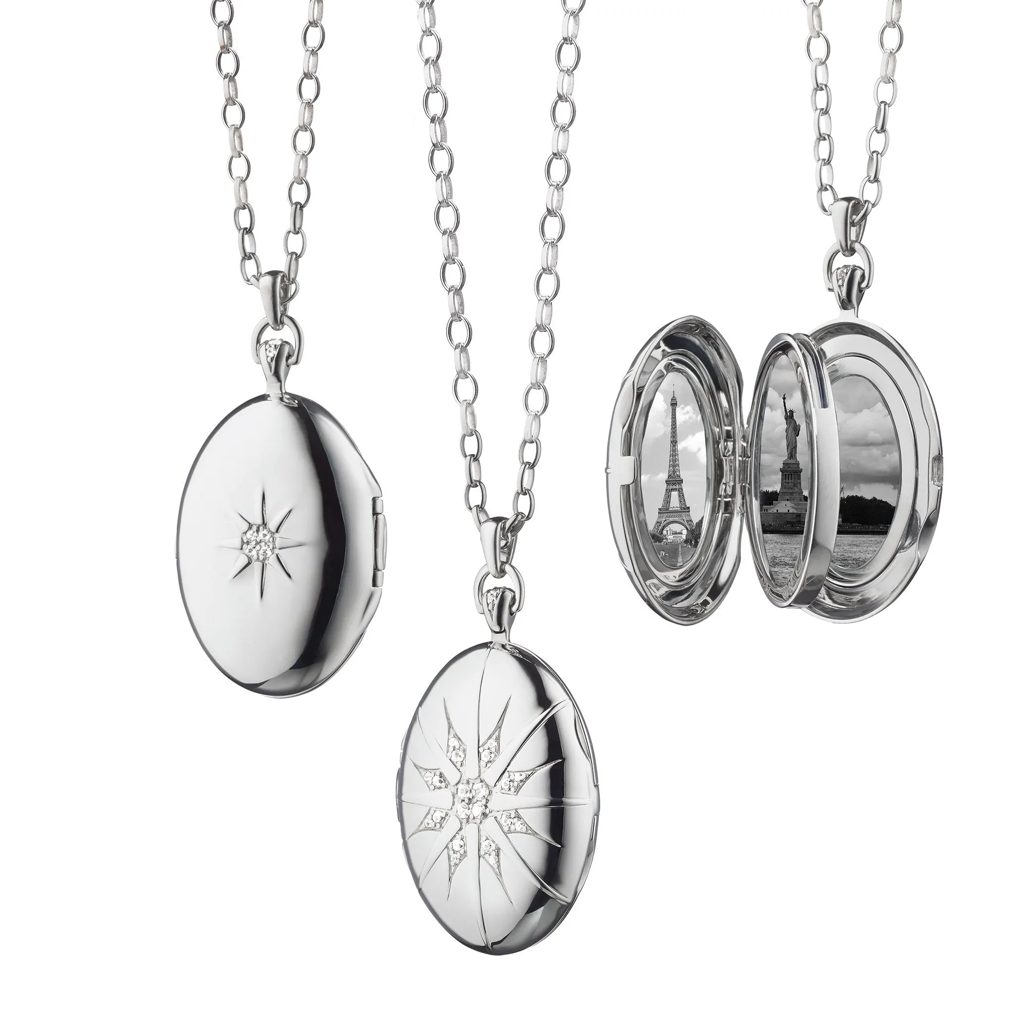 The Four Image "Premier" Locket with Starburst in Sterling Silver