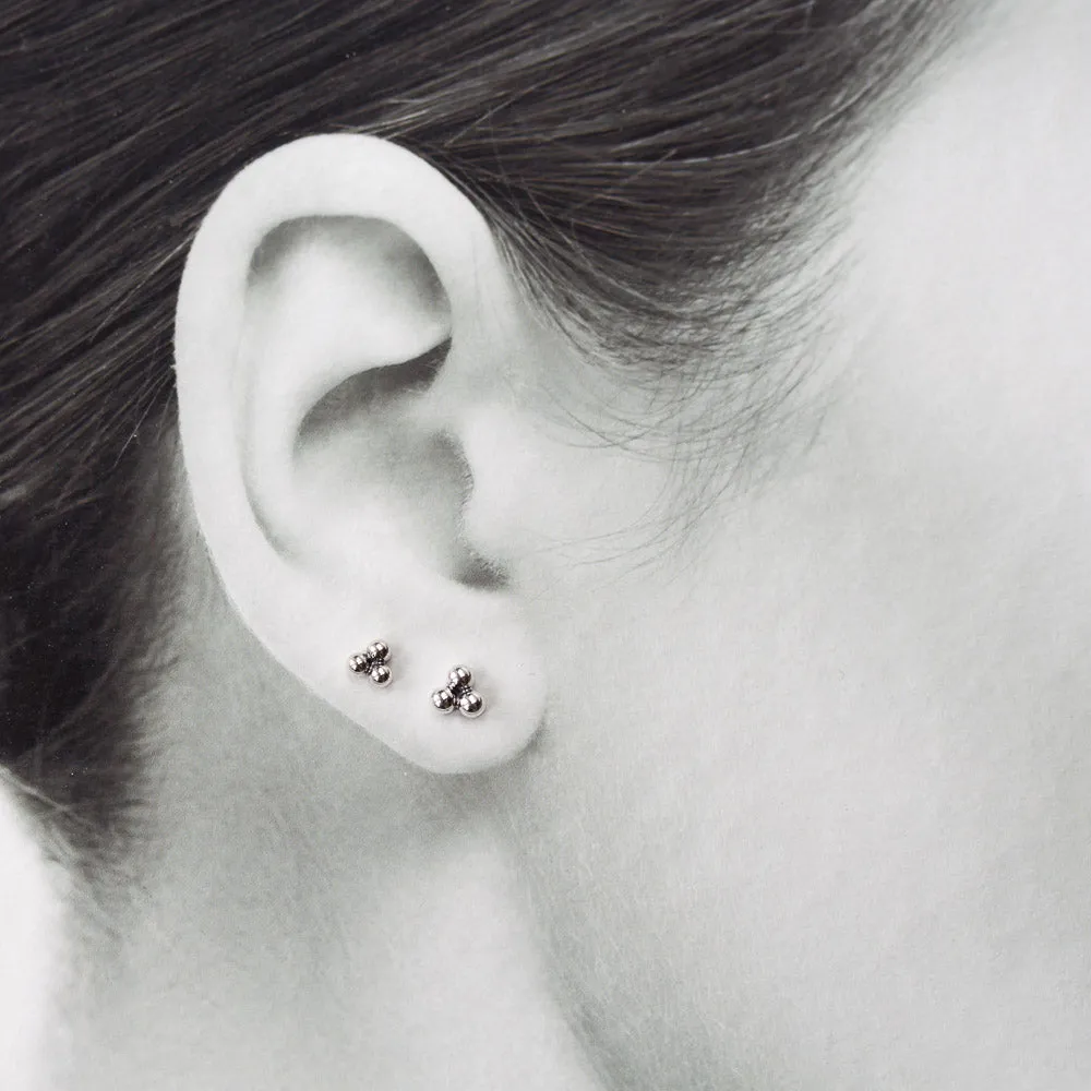 Three Dot Stud Earring Set, 4mm and 5mm