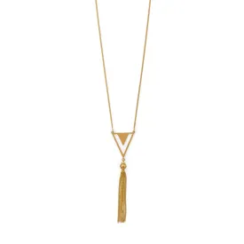 Totally Tassel! 32" 2 14 Karat Gold Plated Triangle and Tassel Necklace