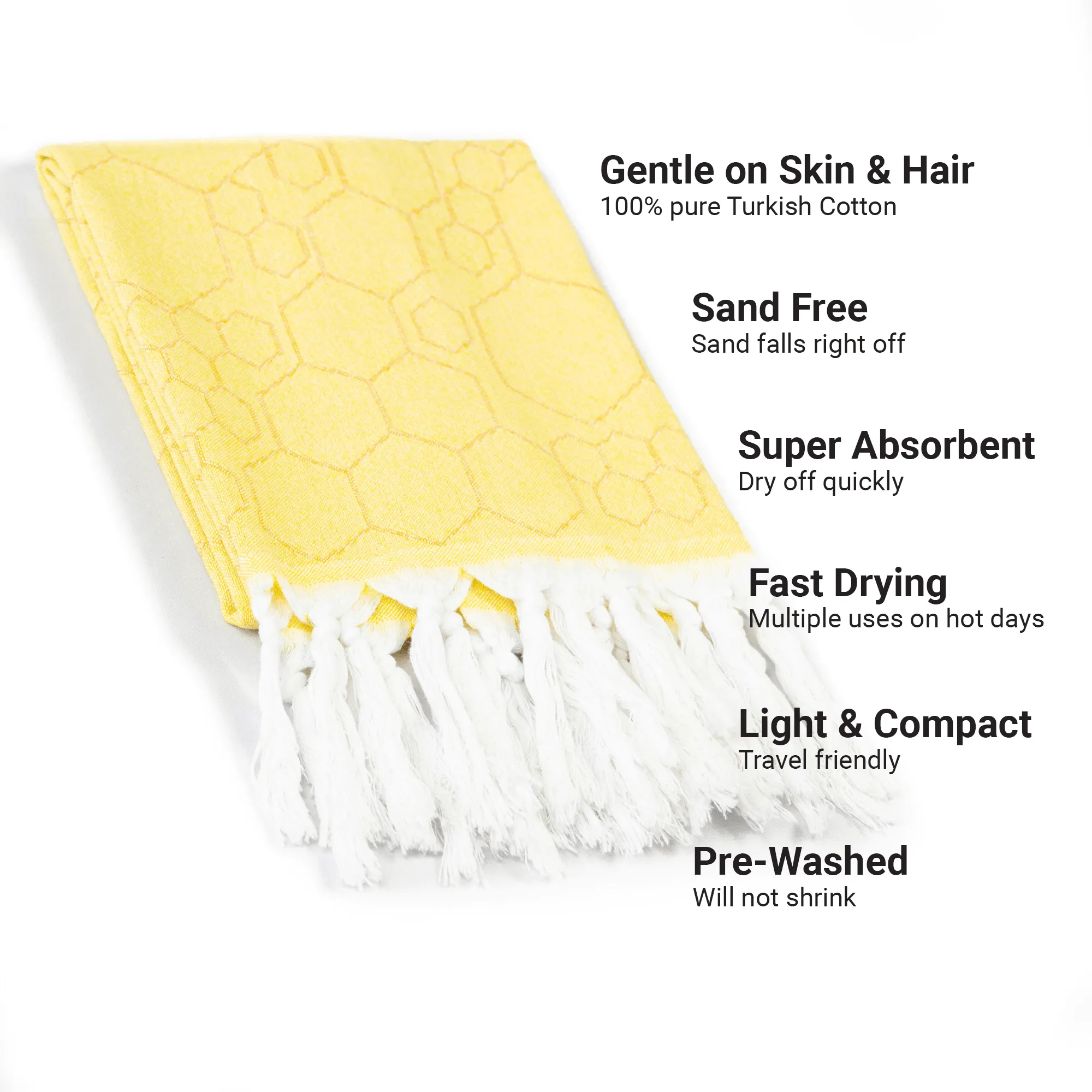 Turkish Cotton Hand Towel | Honeycomb in Yellow   Orange