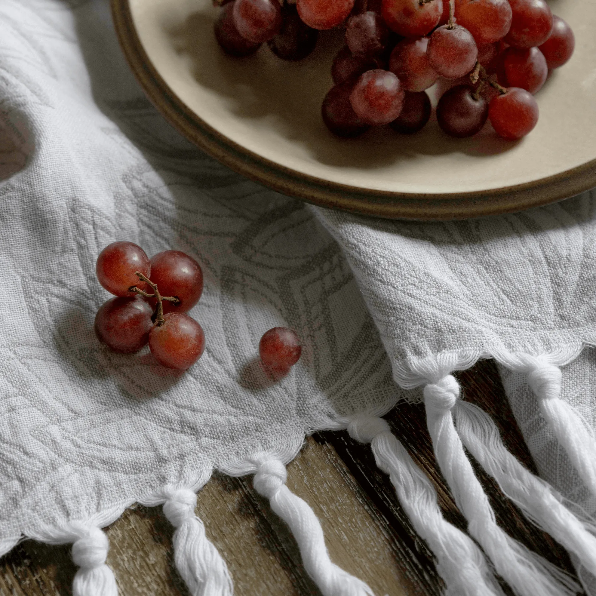 Turkish Cotton Hand Towel | Horona in Grey   White