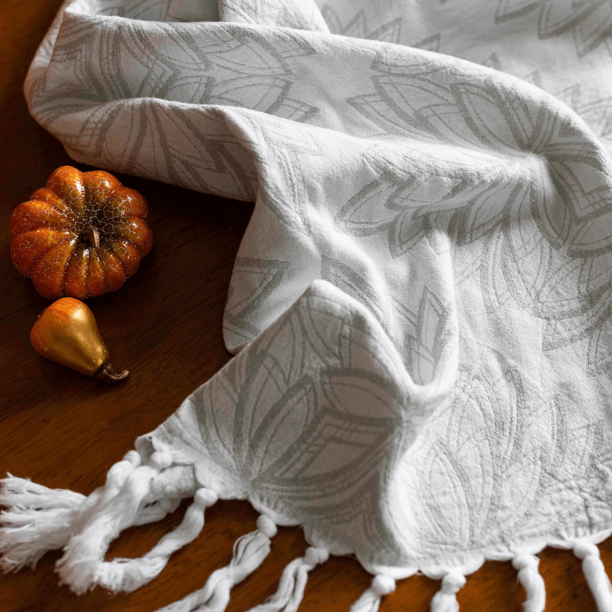 Turkish Cotton Hand Towel | Horona in Grey   White