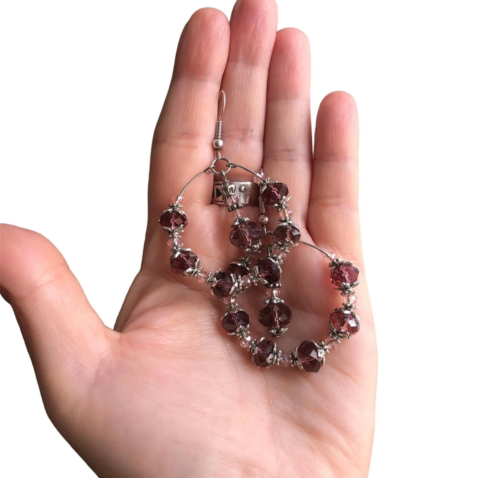 Victorian Style Crystal Hoops