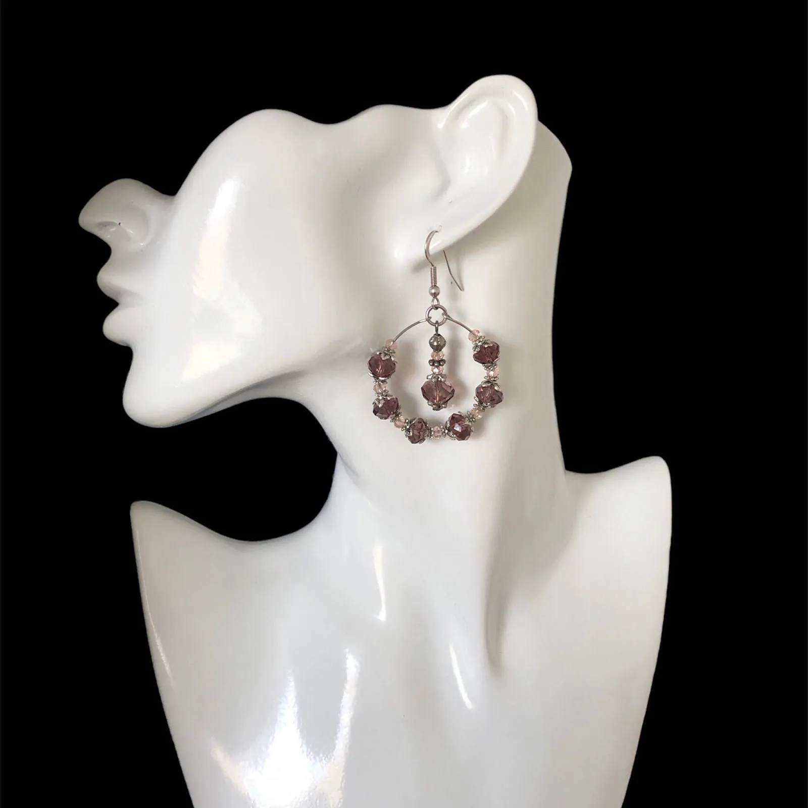 Victorian Style Crystal Hoops