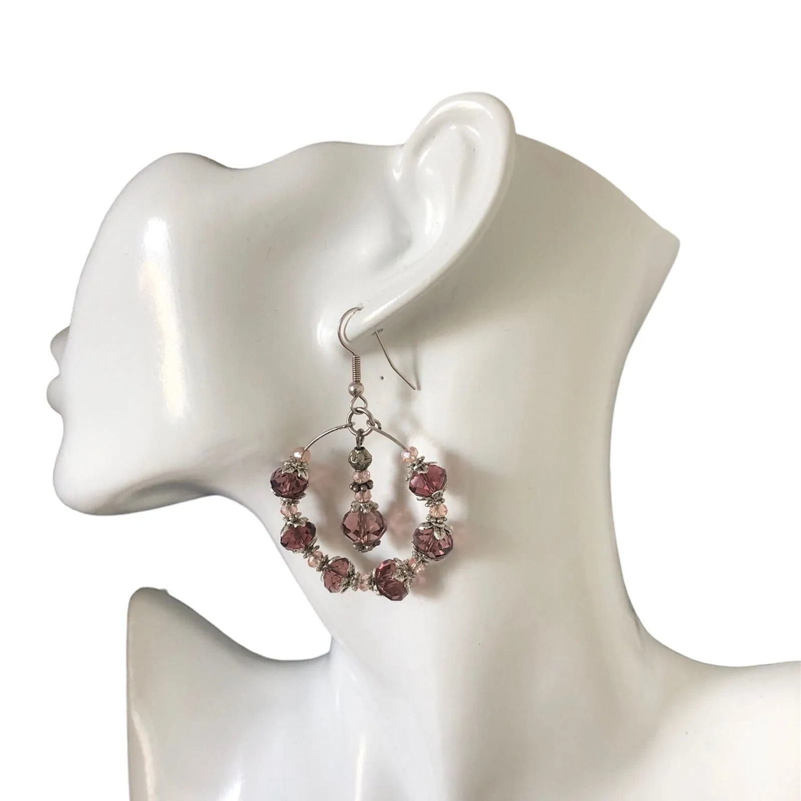 Victorian Style Crystal Hoops