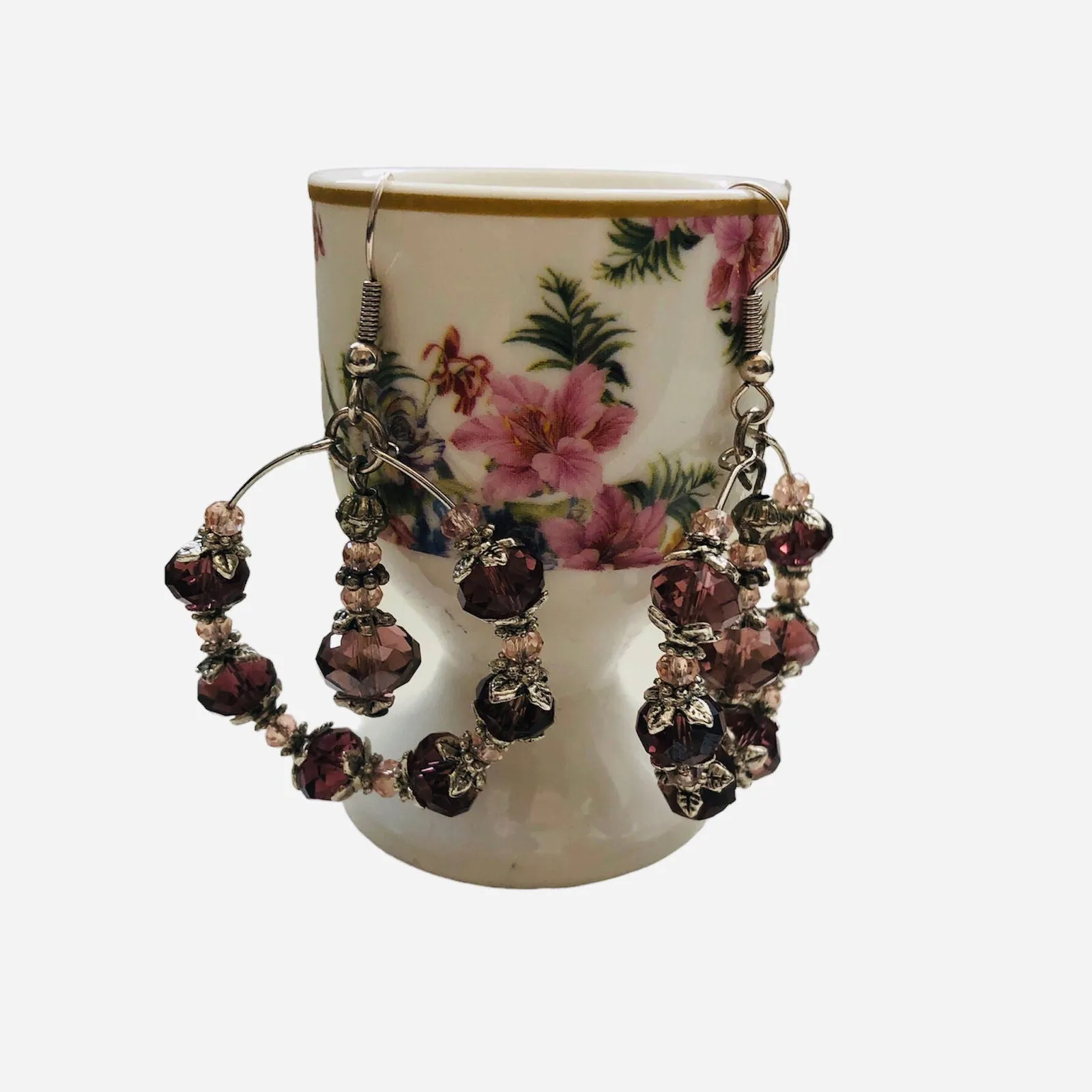 Victorian Style Crystal Hoops