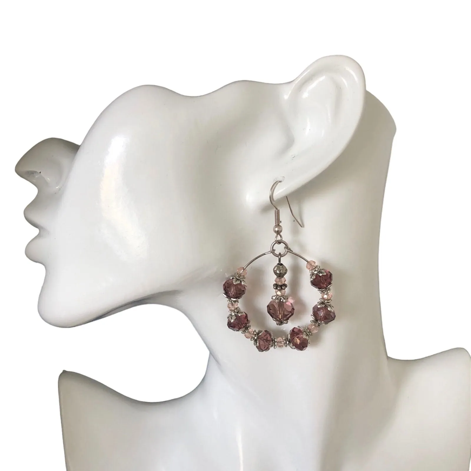 Victorian Style Crystal Hoops