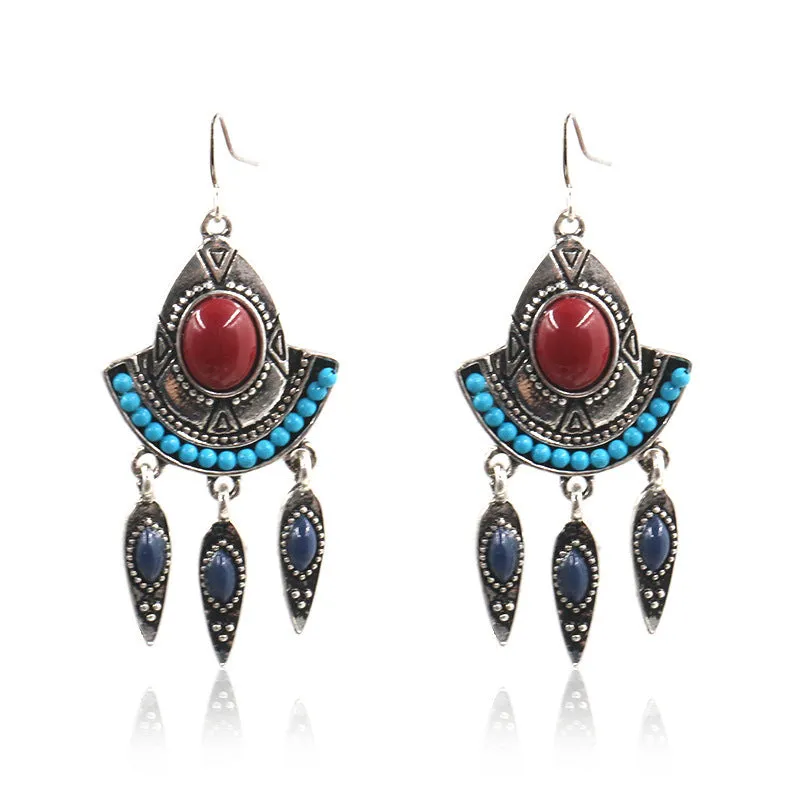 Women's Turquoise Accessories Alloy Tassel Long Earrings