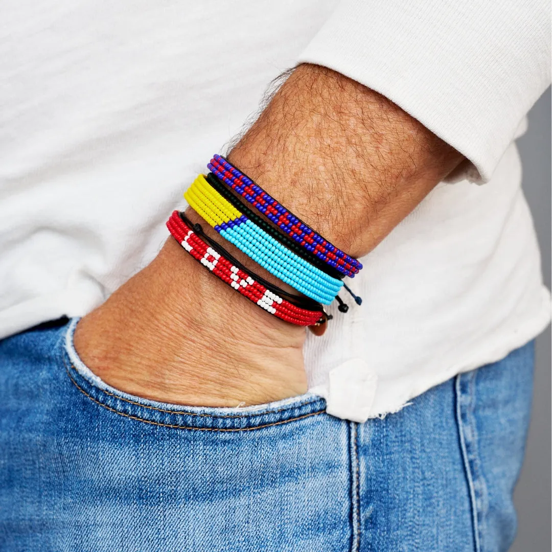 XLarge Tribal Bracelet - Yellow/Royal/Turquoise